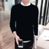 Hàn Quốc phiên bản của người đàn ông áo len mỏng quanh cổ áo len áo len dày cộng với nhung cao cổ áo chặt chẽ quần áo nam màu đen Áo len cổ tròn