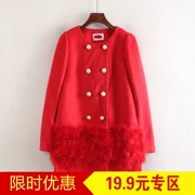 Loạt màu đỏ của phụ nữ quầy cắt nhãn 2017 mùa thu và mùa đông khuyến mãi Hàn Quốc phiên bản của lỏng quanh cổ khâu áo len C5452
