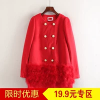 Loạt màu đỏ của phụ nữ quầy cắt nhãn 2017 mùa thu và mùa đông khuyến mãi Hàn Quốc phiên bản của lỏng quanh cổ khâu áo len C5452 áo khoác dài nữ hàn quốc