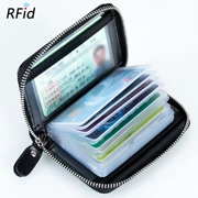Rfid da chống từ gói thẻ của nam giới ID gói đa chức năng đồng xu ví chống quét nữ dây kéo bộ thẻ