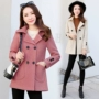 Áo khoác len nữ 2018 thu đông 2018 phiên bản mới của Hàn Quốc áo khoác len dáng dài buông lửng áo khoác măng tô nữ hàn quốc