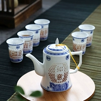 Сине-белая глина, заварочный чайник, чашка, глянцевый ароматизированный чай, чайный сервиз, комплект