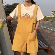 Đại học Hàn Quốc gió tuổi vô lý lỏng lẻo một mảnh quần short nữ 2018 mùa hè mới dụng cụ dây đeo rộng- chân quần thủy triều