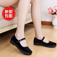 Giày vải Bắc Kinh cổ tròn, giày đế bằng, đế bằng, giày đế thấp, giày chống trượt, giày vải đen giày the thao nữ hàn quốc