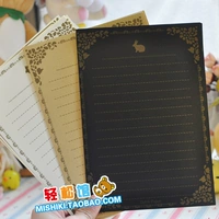 Легкий павильон Виннар Магазин Симпатичный древний ветер Cater Cater Retro Romantic Corean Black Bardead Letter Paper