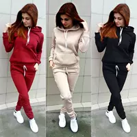 Winter women 2 piece clothes tracksuit hoodie sweater suit