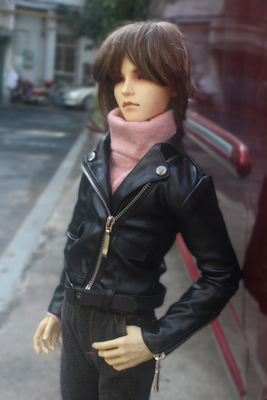 taobao agent M3 bjd baby clothes 4 points and 3 points HID uncle exploded locomotive wind zipper leather jacket top