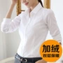 Áo nữ mùa thu 2018 phiên bản mới của Hàn Quốc cộng với áo nhung dài tay ấm áp nữ dày cộng với áo cotton nữ thủy triều áo sơ mi loang