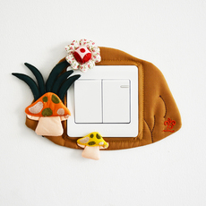 Декор для выключателя 精品布艺刺绣开关贴插座套壁火贴创意个性立体花开关套（石林）