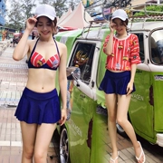Cô gái Hàn Quốc áo tắm ba mảnh thép ngực nhỏ tụ tập váy bikini áo cánh gợi cảm đi biển đi biển - Bộ đồ bơi hai mảnh