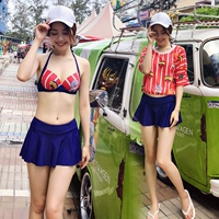 Cô gái Hàn Quốc áo tắm ba mảnh thép ngực nhỏ tụ tập váy bikini áo cánh gợi cảm đi biển đi biển - Bộ đồ bơi hai mảnh bikini 2 mảnh màu đỏ