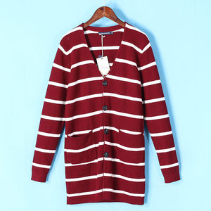 Của nam giới Jie loạt mới mùa đông V-Cổ sọc đan cardigan người đàn ông giản dị của áo len 1004