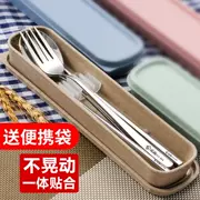 304 thép không gỉ xách tay bộ đồ ăn sáng tạo đũa muỗng dành cho người lớn sinh viên du lịch Hàn Quốc đũa muỗng nĩa ba mảnh phù hợp với