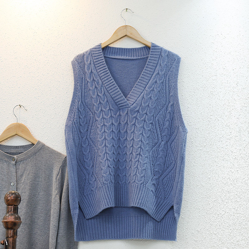 Zopfmuster Damen Pullover Weste Taille Guilt Preppy Ärmellos