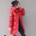 Dày bông áo phụ nữ dài xuống áo khoác bông mùa đông Hàn Quốc ấm áp mỏng giảm béo kích thước lớn áo khoác trùm đầu chống mùa áo phao nữ dáng dài siêu nhẹ Bông