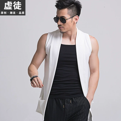 Thời trang mùa hè màu rắn thủy triều của nam giới vest không tay Hàn Quốc phiên bản 2018 phần mỏng ve áo knit hộp đêm cardigan xu hướng áo ao khoac len nam Dệt kim Vest