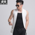 Thời trang mùa hè màu rắn thủy triều của nam giới vest không tay Hàn Quốc phiên bản 2018 phần mỏng ve áo knit hộp đêm cardigan xu hướng áo Dệt kim Vest