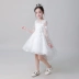 Váy bé gái đuôi công chúa váy hoa trắng cô gái sinh nhật váy cưới piano nhỏ chủ trang phục dài tay váy đầm đẹp cho bé yêu Váy trẻ em