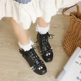 Martens, оригинальные милые флисовые туфли для принцессы с бантиком на платформе на высоком каблуке, короткие сапоги, стиль Лолита