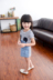 2018 mùa xuân trẻ em phim hoạt hình Hàn Quốc cotton ngắn tay ăn mặc vừa và nhỏ cô gái mặc Hàn Quốc phiên bản của mosaic sọc váy Váy