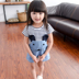2018 mùa xuân trẻ em phim hoạt hình Hàn Quốc cotton ngắn tay ăn mặc vừa và nhỏ cô gái mặc Hàn Quốc phiên bản của mosaic sọc váy Váy