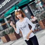 Осенняя футболка, бюстгальтер-топ, в корейском стиле, длинный рукав, круглый воротник