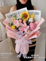 Большой/крюк розовый тюльпан роза/розовая белая бумага +прозрачная большая подарочная сумка Светодиодный свет