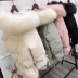 2018 mới của Hàn Quốc Dongdaemun lớn cổ áo lông thú dài xuống áo khoác của phụ nữ áo khoác mỏng chống mùa khuyến mãi giải phóng mặt bằng thủy triều