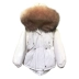 Chống mùa giải phóng mặt bằng Hàn Quốc Dongdaemun siêu lớn gấu trúc cổ áo lông thú xuống áo khoác nữ phần ngắn dày eo kích thước lớn áo triều Xuống áo khoác