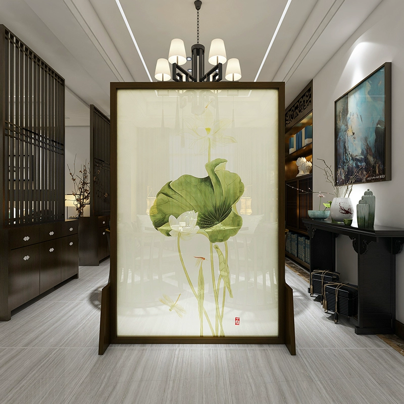 Trung Quốc hiện đại bảo vệ môi trường bằng gỗ rắn hiên vách ngăn màn hình phòng khách thời trang văn phòng Phong thủy sợi mờ màn hình ghế ngồi hoa sen - Màn hình / Cửa sổ