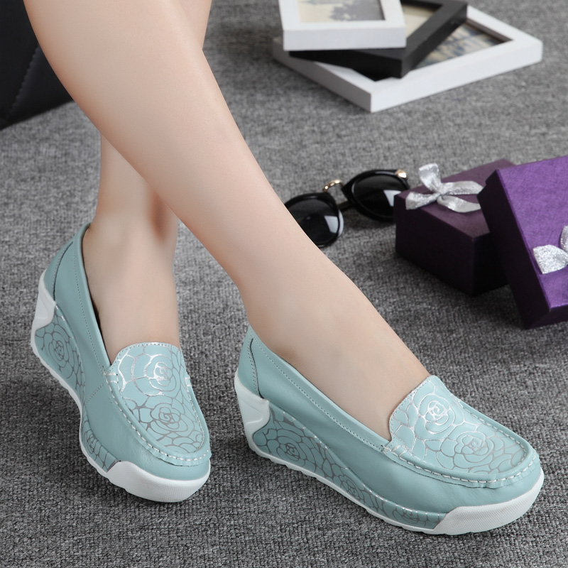 916 / Moonlight2021 spring and autumn Women's Shoes Thick bottom Muffin Slope heel Women's shoes comfortable non-slip Mom shoes white Nurse shoes Rocking shoes
