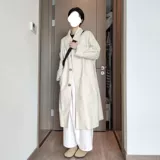 Осенний белый плащ, куртка, длинное пальто, коллекция 2023, подходит для подростков, средней длины