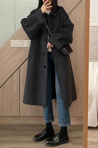 Демисезонное шерстяное пальто, коллекция 2023, изысканный стиль, увеличенная толщина