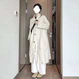 Осенний белый плащ, куртка, длинное японское пальто для отдыха, коллекция 2023, подходит для подростков, средней длины