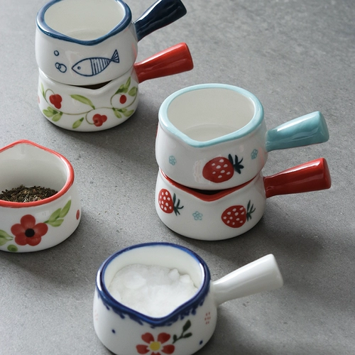 Керамический ремень в стиле японского стиля держит мини -маленький горшок с молоком маленький молочный горшок с молочным чашкой молока с ручкой молочной чашки тарелка кофе