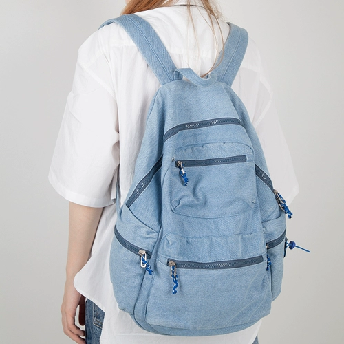 Оригинальная джинсовая вместительная и большая сумка через плечо, школьный рюкзак для отдыха, с вышивкой, японские и корейские