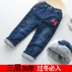 Giải phóng mặt bằng 50%! Cô gái quần cotton dày ba lớp trẻ em hoạt hình thêu quần jean mùa đông ấm áp quần áo trẻ em mới - Quần jean Quần jean