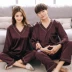 Vài bộ đồ ngủ nam giới và phụ nữ mùa xuân và mùa hè dài tay phần mỏng băng lụa ngắn tay Hàn Quốc lụa hai mảnh phù hợp với dịch vụ nhà Cặp đôi