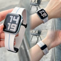 Применимо к Apple Watch ремешок Apple Watch8 Двухцветная силиконовая магнитная пряжка Sports Iwatch76se25 Мужчины и женщины