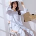 Đồ ngủ mùa hè của phụ nữ dài tay bông lụa phần mỏng bộ bông lụa phần mỏng bông nhân tạo phụ nữ nhà dịch vụ điều hòa không khí tháng phù hợp với bộ pijama Bộ Pajama