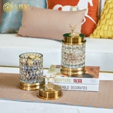 Стеклянная золотая коробочка для хранения, аксессуар, легкий роскошный стиль, в американском стиле