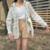 Áo sơ mi dài tay chống nắng mùa xuân 2019 mới dành cho nữ phiên bản Hàn Quốc của áo sơ mi kẻ sọc lỏng kiểu hoang dã kiểu Harajuku - Áo sơ mi áo sơ mi nữ dài tay kiểu Áo sơ mi