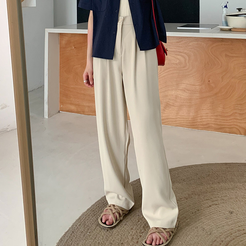High-waisted drape women's Spring 2023 new style straight-leg floor-standing wide-leg casual pants