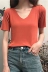 Hàn Quốc phiên bản của hoang dã đơn giản màu rắn v-cổ phần mỏng đan áo nữ mùa hè mới mỏng giảm béo ngắn tay t-shirt sinh viên Đan Cardigan