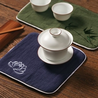 Vải cotton dày thêu vải trà Kung Fu phụ kiện trà Trung Quốc phong cách Zen nồi coaster Nhật Bản hấp thụ nước - Trà sứ bộ ấm chén pha trà đẹp