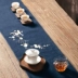 Zen cotton lanh thêu hoa bàn trà bàn cờ khăn trải bàn khăn trà khô ấm trà mat phong cách Trung Quốc rèm cách nhiệt Kung Fu bộ trà - Trà sứ bộ bình trà Trà sứ