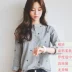 Phiên bản Hàn Quốc của áo sơ mi nữ rộng rãi 2019 mùa xuân và mùa thu mới của phụ nữ cửa hàng ol là cotton mỏng và áo sơ mi dài tay đơn giản đi lại - Áo sơ mi áo sơ mi bó dài tay nữ Áo sơ mi