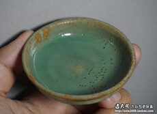 чашка 清代绿釉窑变茶盏小酒杯品茗杯压手杯子 古董老物件古玩瓷器保真s