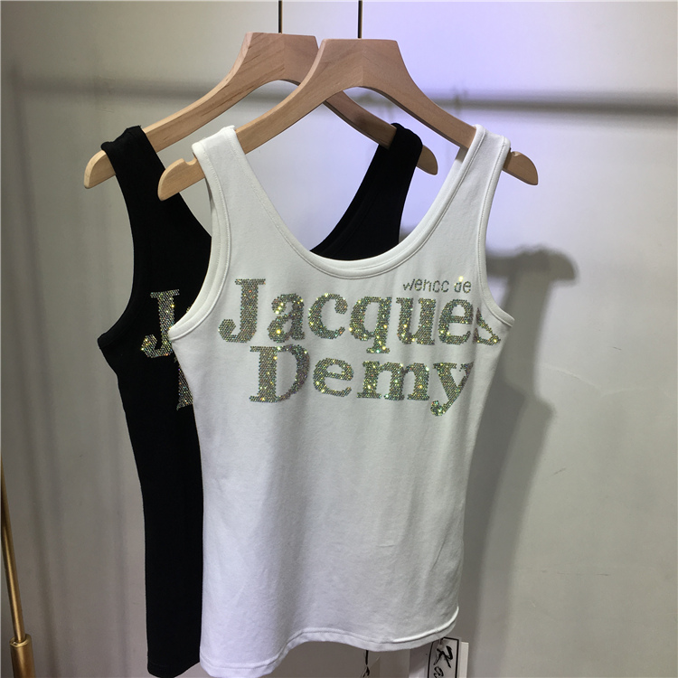 WhiteEuropean goods heavy industry Hot drilling vest female Show thin black Versatile Small sling Built in Breast wrapping have cash less than that is registered in the accounts pure cotton Bottom up jacket