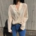 Hàn quốc mùa xuân và mùa hè mới retro Pháp phù hợp với cổ áo ren móc hoa hollow dài tay áo sơ mi nữ cardigan áo khoác kiểu áo sơ mi nữ Áo sơ mi dài tay